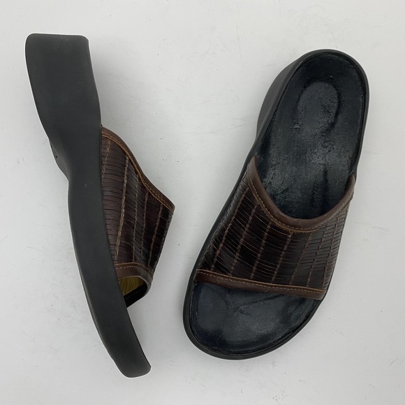 TATAMI Brown Leather Slides Womens  Size 5-5.5 (EU 36) - Picture 1 of 6